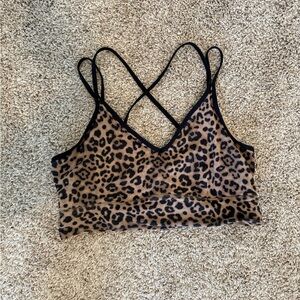 Leopard Print Strappy Sports Bra